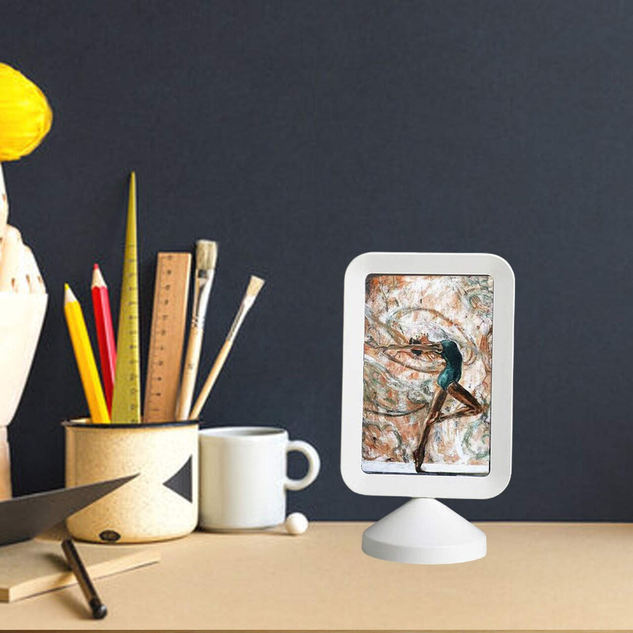 4x6 White Double-Sided Photo Frame – Freestanding Picture or Menu Holder, Display Two Images, No Back Panel – Ideal for Desk, Restaurant Menus, or Reception Signs